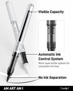 6 Pack Black & White & Gold Paint Pen Brush Tip, Water-Based Marker, Automatic Ink Control No-Bleed Acrylic Markers, Drawing Arts & Crafts, Works on Canvas, Wood, Glass, Rock