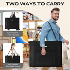JusArt Art Portfolio Bag, 24x36 Light Weight Portfolio Folder Case with Adjustable Shoulder Strap, Leather Corners, Waterproof Art Bag for Artists and Students for Artwork, Poster, Sketching, Drawing