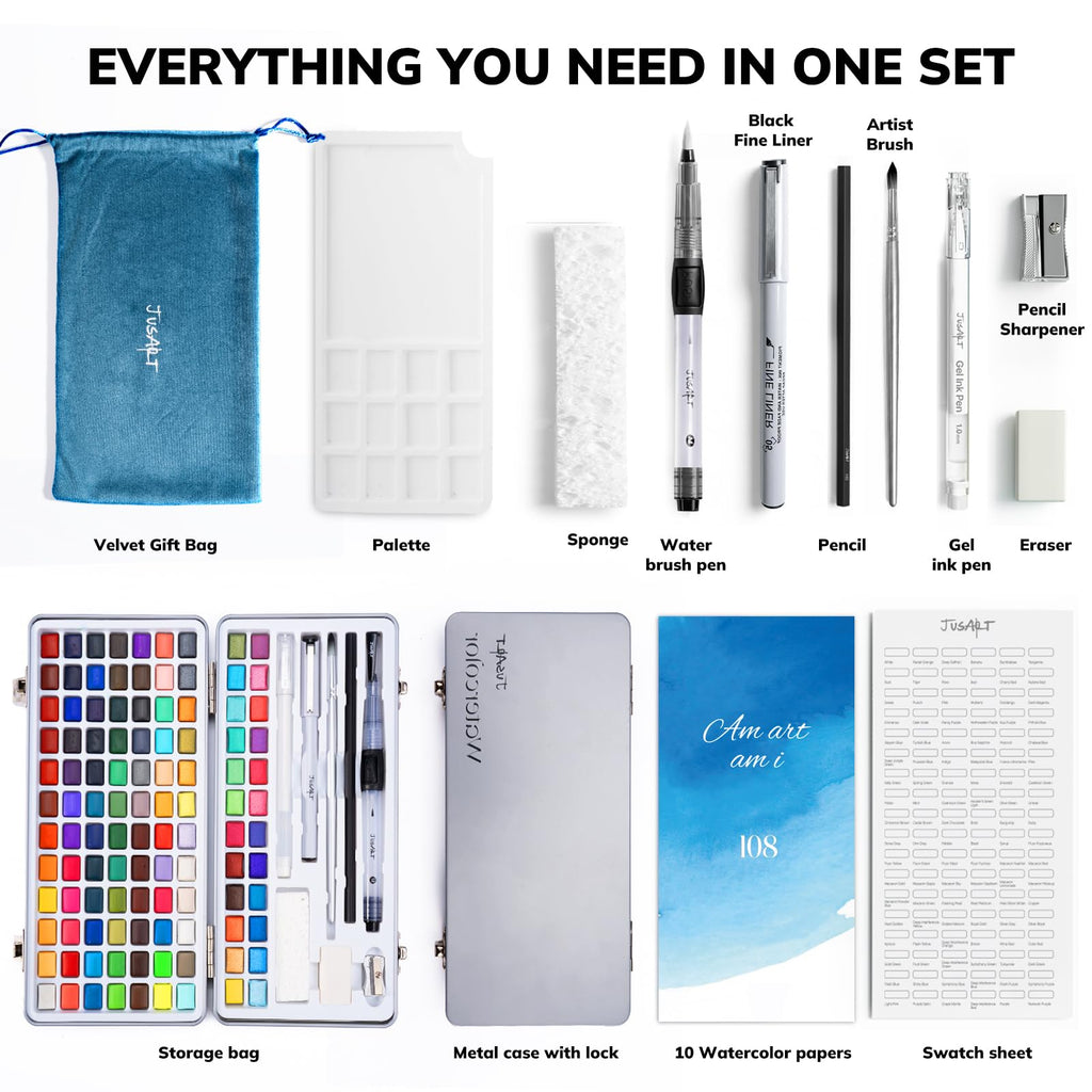 108-Color Watercolor Paint Set