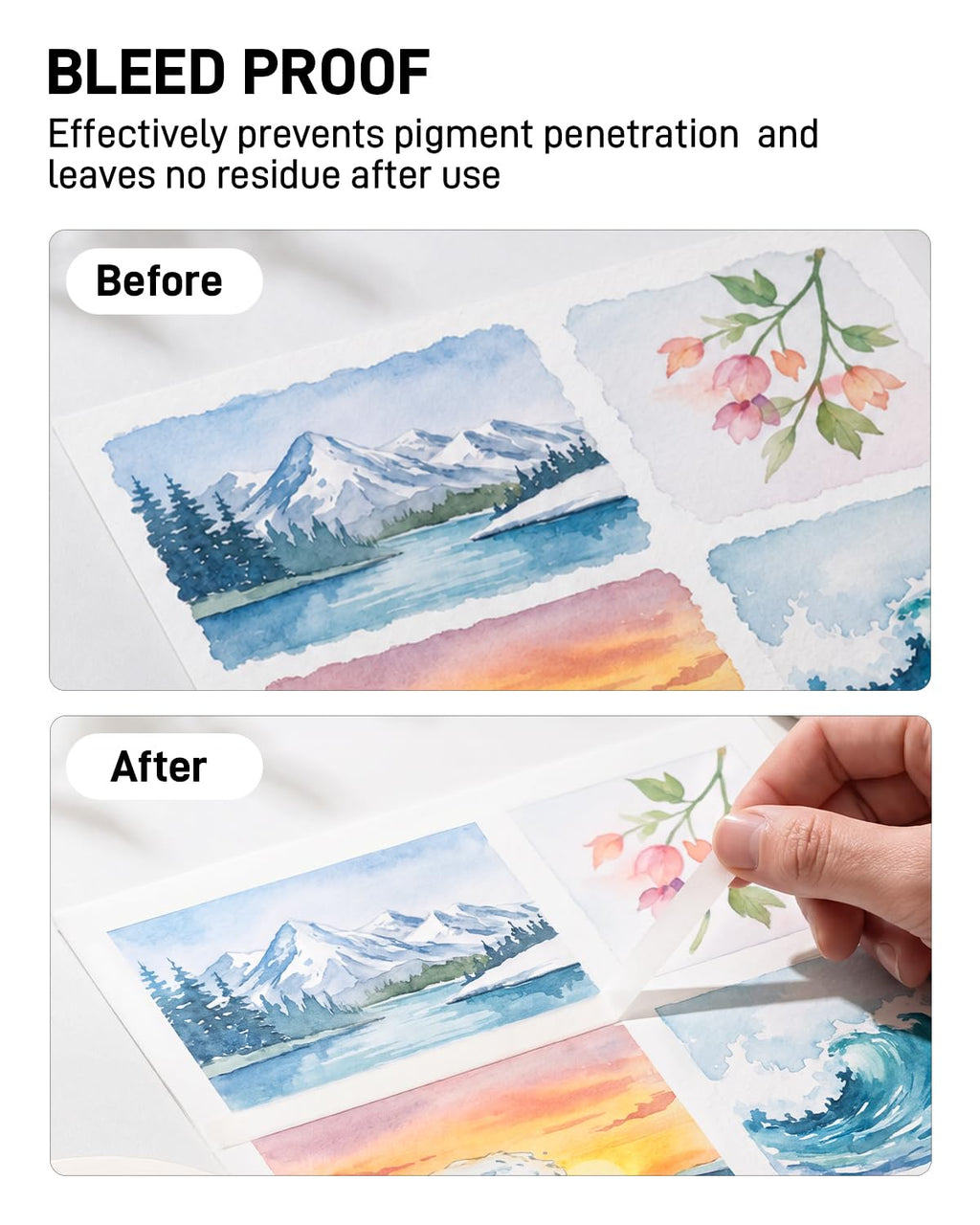 JusArt 3 Pack Artist Tape for Watercolor Paper, 1/4 inch Wide