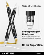 6 White & Gold Acrylic Paint Markers, Dual Tip Markers for Drawing, Automatic Ink Control, Waterproof Paint Pen for Rock, Wood, Glass, Fabric, Canvas, DIY Crafts