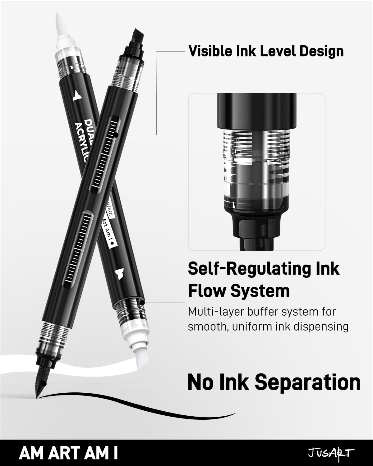 6 Black & White Acrylic Paint Markers, Dual Tip Markers for Drawing, Automatic Ink Control, Waterproof Paint Pen for Rock, Wood, Glass, Fabric, Canvas, DIY Crafts