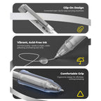 Paquete de 3 bolígrafos de gel plateados – Puntas variadas