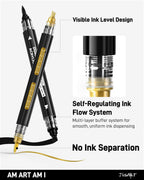 6 Black & White & Gold Acrylic Paint Markers, Dual Tip Markers, Automatic Ink Control, Waterproof Paint Pen for Rock, Wood, Glass, Fabric, Canvas, DIY Crafts