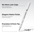 JusArt 6 Pack White Permanent Markers, 0.7mm Fine Point Acrylic Paint Pens for Rock Painting, Art Projects, Ceramic, Glass, Wood, Metal, Fabric, DIY, Ideal White Acrylic Marker for Art Supplies