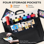 JusArt Art Portfolio Bag, 24x36 Light Weight Portfolio Folder Case with Adjustable Shoulder Strap, Leather Corners, Waterproof Art Bag for Artists and Students for Artwork, Poster, Sketching, Drawing