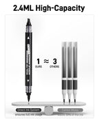 6 Black & White Acrylic Paint Markers, Dual Tip Markers for Drawing, Automatic Ink Control, Waterproof Paint Pen for Rock, Wood, Glass, Fabric, Canvas, DIY Crafts