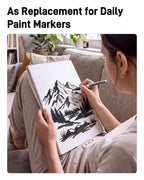 6 Pack Black & White Paint Pens Brush Tip, Automatic Ink Control, Water-Based, No-Bleed Acrylic Markers for Drawing Arts & Crafts,Works on Canvas, Wood, Glass, Rock, Metal
